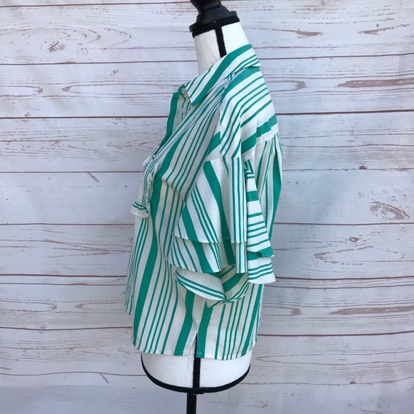 Green & White Stripe Blouse by a.n.d eawy - Picture 4 of 7